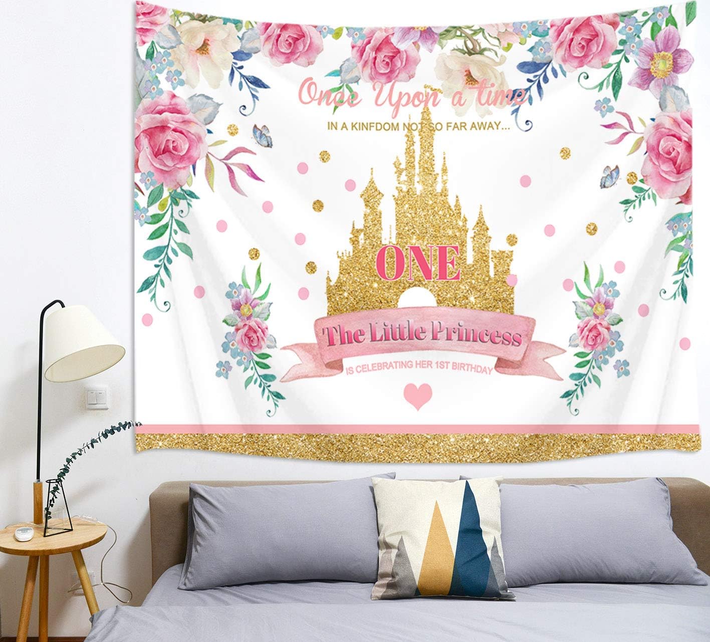 Amazon Co Jp Lb 子供主題 タペストリー 花柄 可愛い おしゃれ壁掛け １歳の誕生日 パーティー 記念日 壁飾り インテリア 布ポスター カーテン 撮影飾り 多機能 部屋 お店 大判 布製 0ｘ150cm ホーム キッチン