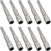 SIMAIYUN 10 Pcs 1/4 Inch Quick Change Power Nut Driver Bit, Hex Magnetic Power Hex Nut Driver Magnetic Extension Socket Drill Bit Set for Electric Hand Drill, Screwdriver