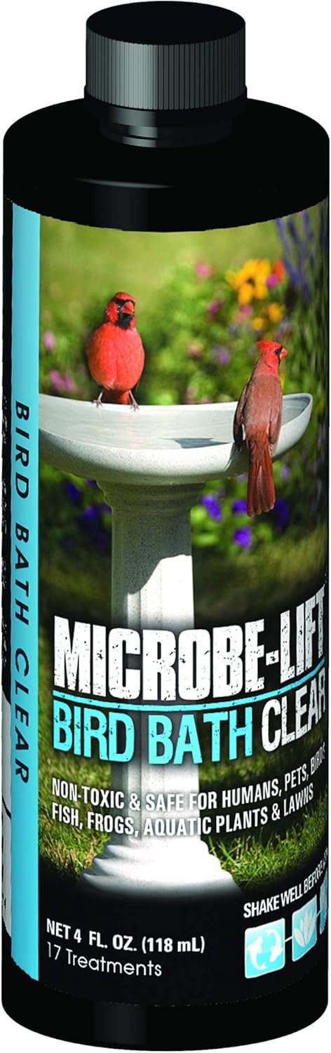 Backyard Birding & Wildlife - MICROBE-LIFT Bird Bath Clear Two-in-One Water Cleaner and Surface Treatment for Outdoor Birdbaths and Fountains, Safe for Birds, Fish, and Frogs (Birdbath Clear 4-Ounce)