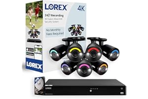 Lorex Fusion 4K Security Camera System 4TB NVR - 16 Channel PoE Wired/Fusion Home Security, 7 Black Bullet IP Cameras - Smart Security Lighting, Motion Detection, Active Deterrence, Color Night Vision