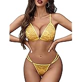 Avidlove Lingerie Set for Women Bra and Panty Set Halter Lace See Through Lingerie 2 Piece Set