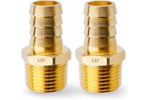 MAACFLOW MAACFLOW Brass 1/2" Male NPT to 5/8" Hose ID Barb Barbed Hose Fitting Adaptor Connector (Pack of 2)