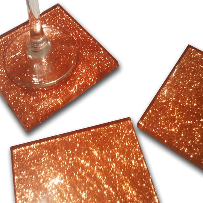 Fused Glass Orange Glitter Coasters set of 6 Amazon.co.uk Kitchen & Home