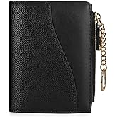MultiValue Small Womens Wallet, Texture PU Leather Ladies Wallets Slim Credit Card Holder Bifold Keychain Wallet with Zipper Coin Purse for Storing ID Window (Black)