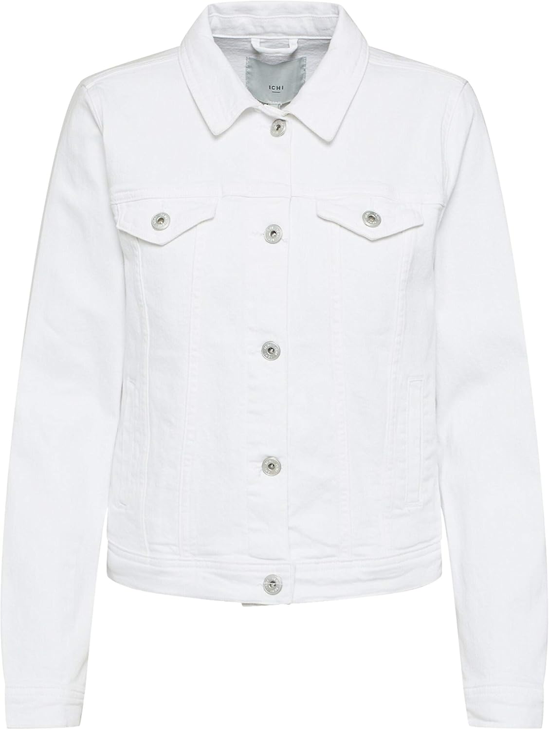 ICHI Women's Ihgusto Ja Denim Jacket, (White 10100), Small (Size 36