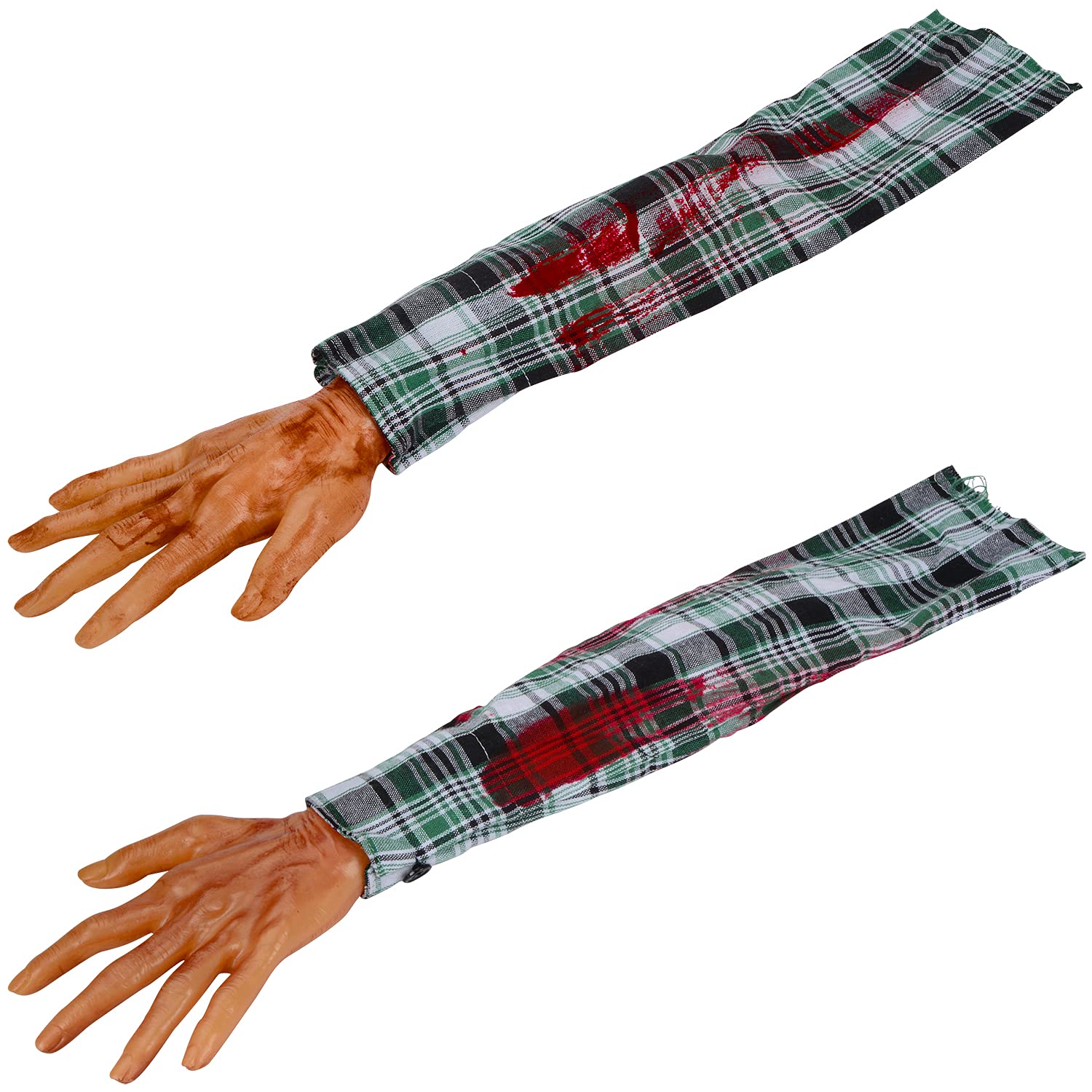 XONOR Halloween Fake Severed Arm Hands Bloody Human Body Parts for Haunted House Vampire Zombie Halloween Party Decorations, 2Pcs (Left and Right) (2)