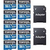 TOPESEL 32GB Micro SD Card 10 Pack Micro SDHC TF Card Flash Memory Card for Action Cameras, Drones, Smartphones and Tablets, 