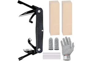 yowings Splinter Carvin' 6in Traditional Folding Whittling Knife with 1.5in Detail Blade, Sawcut Handle, Nickel Silver Bolsters, and Convenient Size for Carving, Camping, EDC, Outdoors (Black)