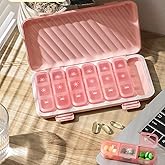 Pill Organizer 3 Times a Day Pink, Weekly Pill Case with Labels, Pill Box Medicine Organizer to Hold Vitamins and Medication | IPX7 Waterproof |21 Independent Sealing Rings