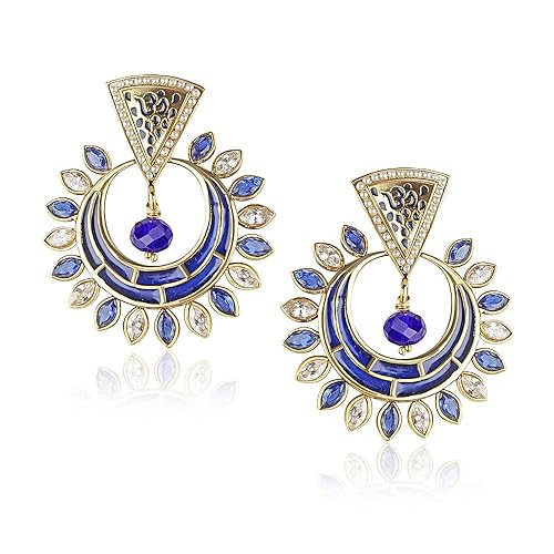 Blue And White Brass Earrings set for Women (VKERZ1009G)