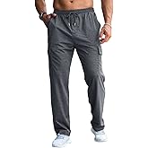 CTU Mens Fashion Baggy Sweatpants Lightweight Workout Cargo Sweatpants Athletic Pants Open Bottom Joggers with Pockets
