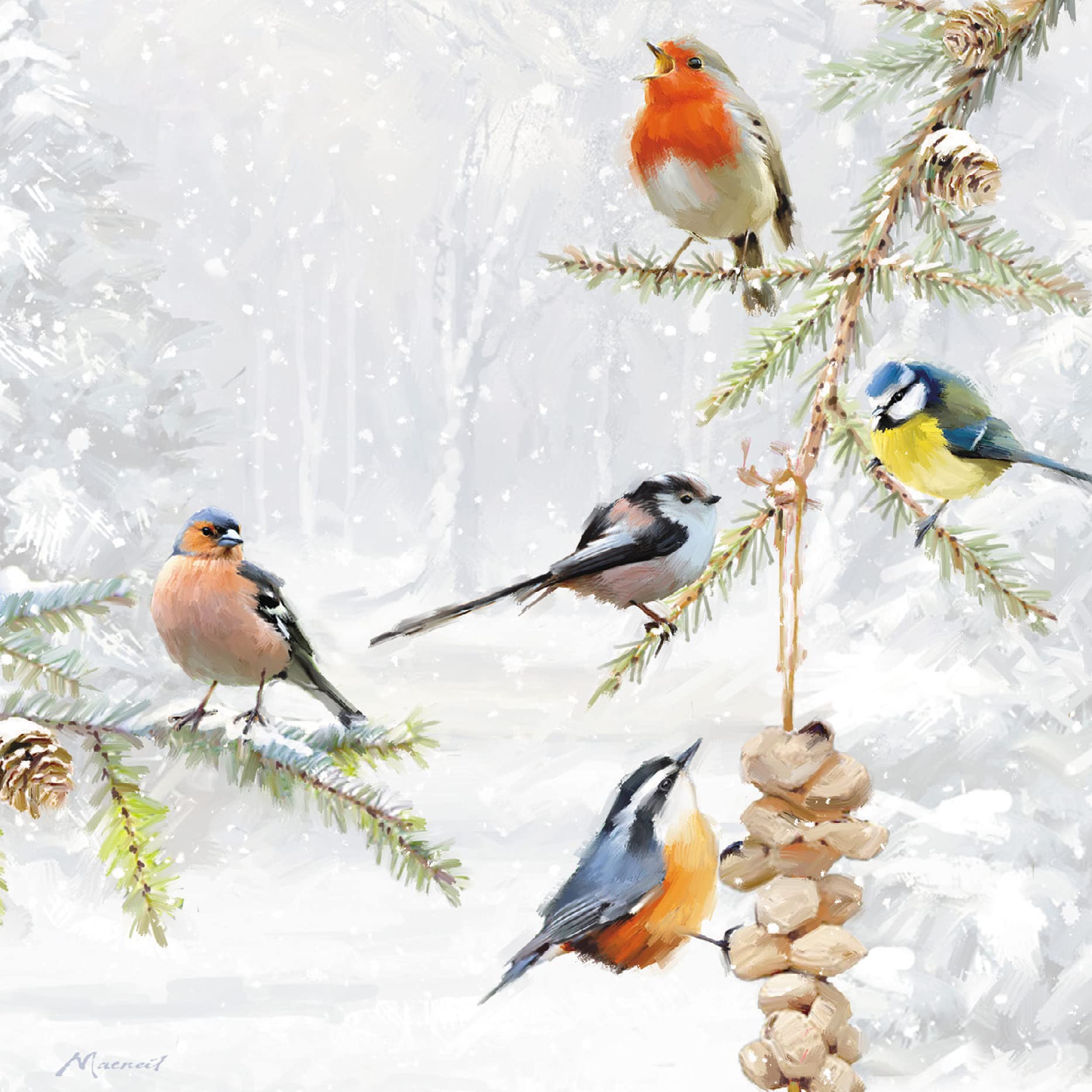 GBCC Charity Christmas Cards Pack of 10 - Garden Birds Winter Feeder Design - Festive Christmas Cards Multipack - In Aid of UK Charities