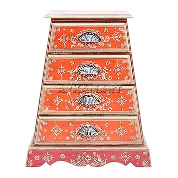 APKAMART Handcrafted Wooden Chest of Drawers - 24 Inch - Corner End Table for Home Decor, Room Decor and Gifts