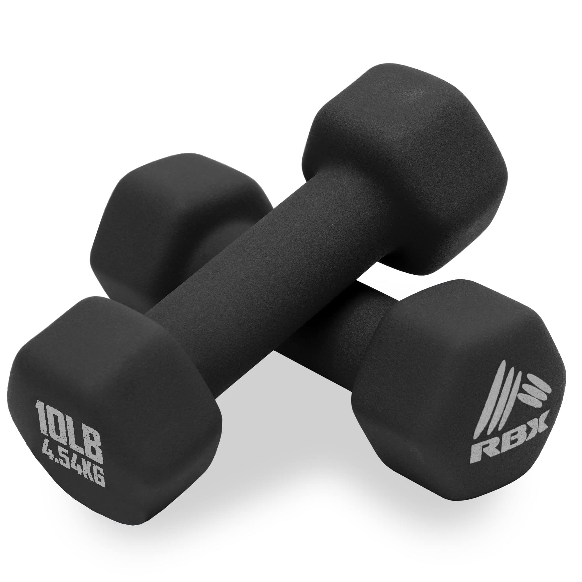 RBX Weights Dumbbells Set - Neoprene Arm Weights with Non-Slip Grip, Strength Training Equipment Workout Weights for at Home or Gym Training, Anti-Roll Image