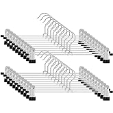 IEOKE Pants Hangers with Clips: 12 Pack Skirt Hangers for Women Metal Adjustable Trouser Hangers for Jeans Shorts Dress - Black