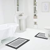 Pauwer 2-Piece Bath Rug Set Non-Slip Shaggy 50x80cm 50x60cm Dark Grey view 2