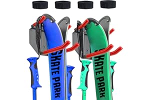 XBA Wall Mounted Rack Organizer 2 Pairs of Skis and Poles Ski Wall Rack Heavy Duty Ski Garage Storage System Rack with Padded Hooks & Elastic Cinch Straps Indoors Outdoors Home Wall Hooks