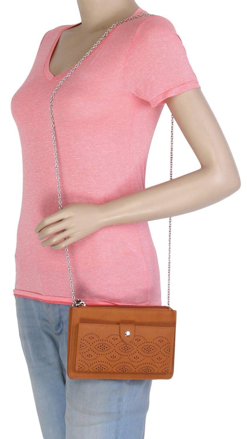 butterflies women's clutch (tan) (bns 2401tn)