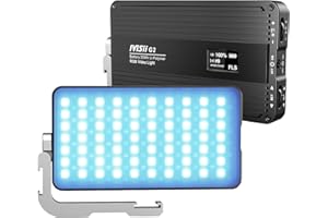 IVISII G2 RGB Portable On Camera Light, Built-in 4300mAh Lithium Battery Video Conference Lighting, 2600-10000K 12W Full Color LED Light Panel for Photography, Studio, Wedding Shooting