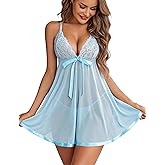 Avidlove Women's Lingerie Lace Babydoll Strap Chemise Mesh Sleepwear Outfits