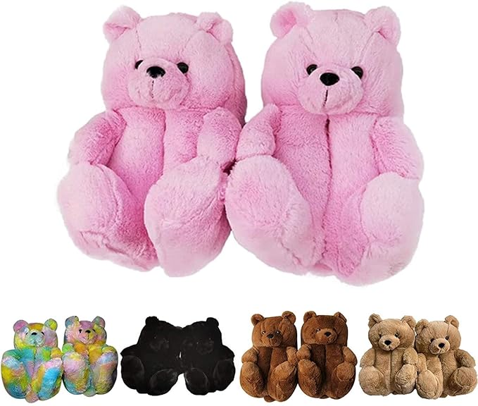 Teddy Bear Slippers, Home Indoor Soft AntiSlip Faux Fur Cute Slippers