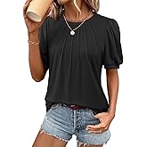 ATHMILE Womens Cute Summer Tops Puff Short Sleeve Shirts Dressy Blouses Trendy Business Casual Outfits