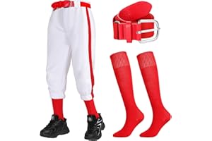 Cozypower 3 Pcs Baseball Combo Set, Knicker Softball Pants, Softball Socks, Baseball Belts for Boys and Girls