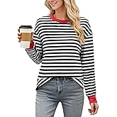 Am Direct Womens Tunic Tops Long Sleeve Striped Shirts Crewneck Tops