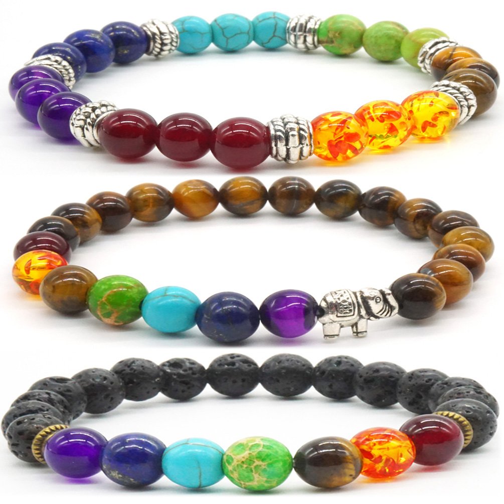 3 Pcs Natural Tiger Eye Stone Bracelet Gemstone Beads Bracelet 8mm Round Semi Precious Stones Beaded Stretch Bracelet jewellery