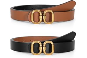 TRIWORKS Reversible Leather Belt for Women with Gold Buckle Ladies Leather Belt for Jeans Pants