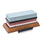 Donxote Knife Sharpening Stone, 400/1000 3000/8000 Double Side Grit Water Stone, Professional Chef Whetstone Sharpener, NonSlip Bamboo Base & Angle Guide
