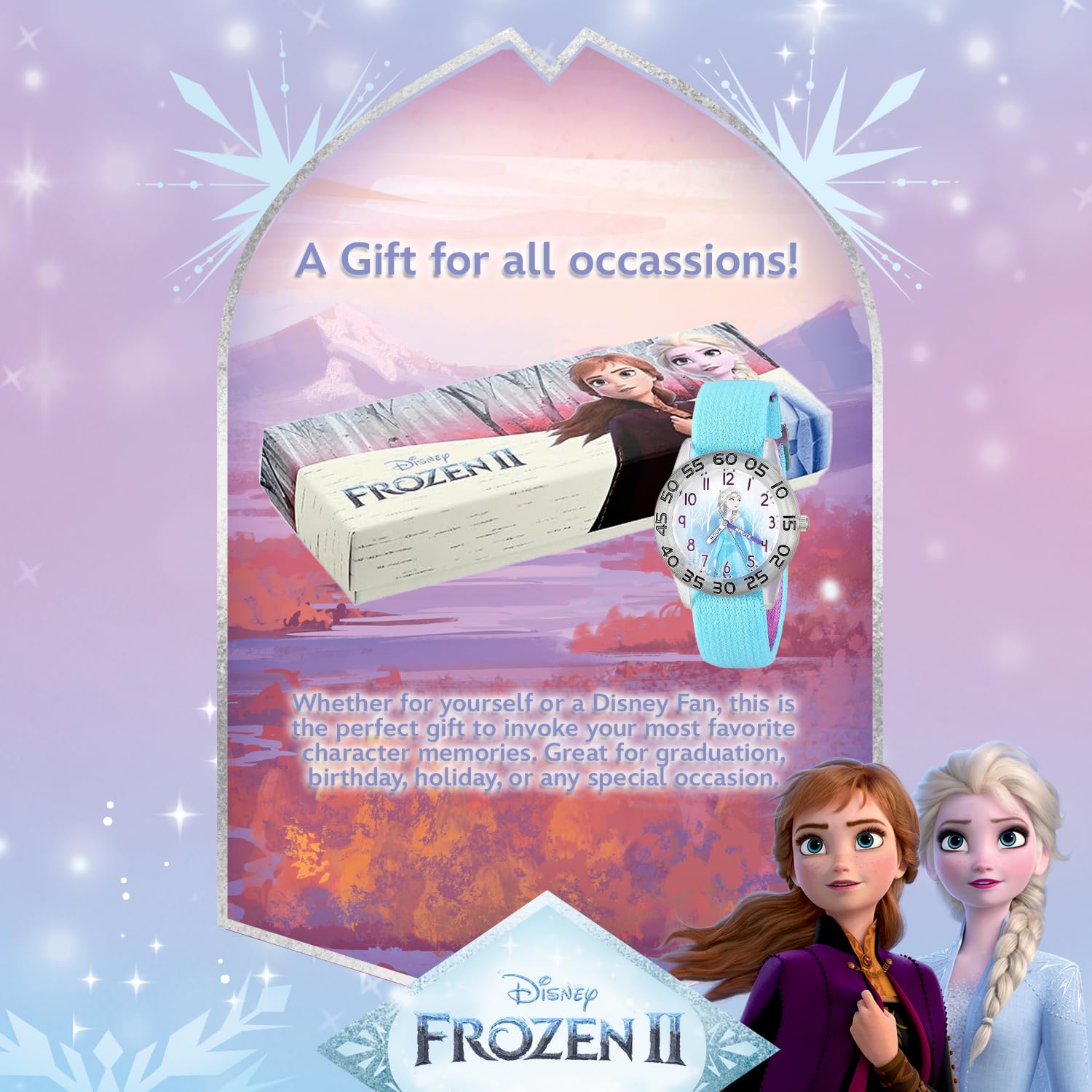 Disney Frozen Kids' Plastic Time Teacher Analog Quartz Nylon Strap Watch