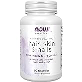 NOW Foods Solutions, Hair, Skin and Nails, Clinically Advanced, Support with Clinically Tested Cynatine®, 90 Veg Capsules