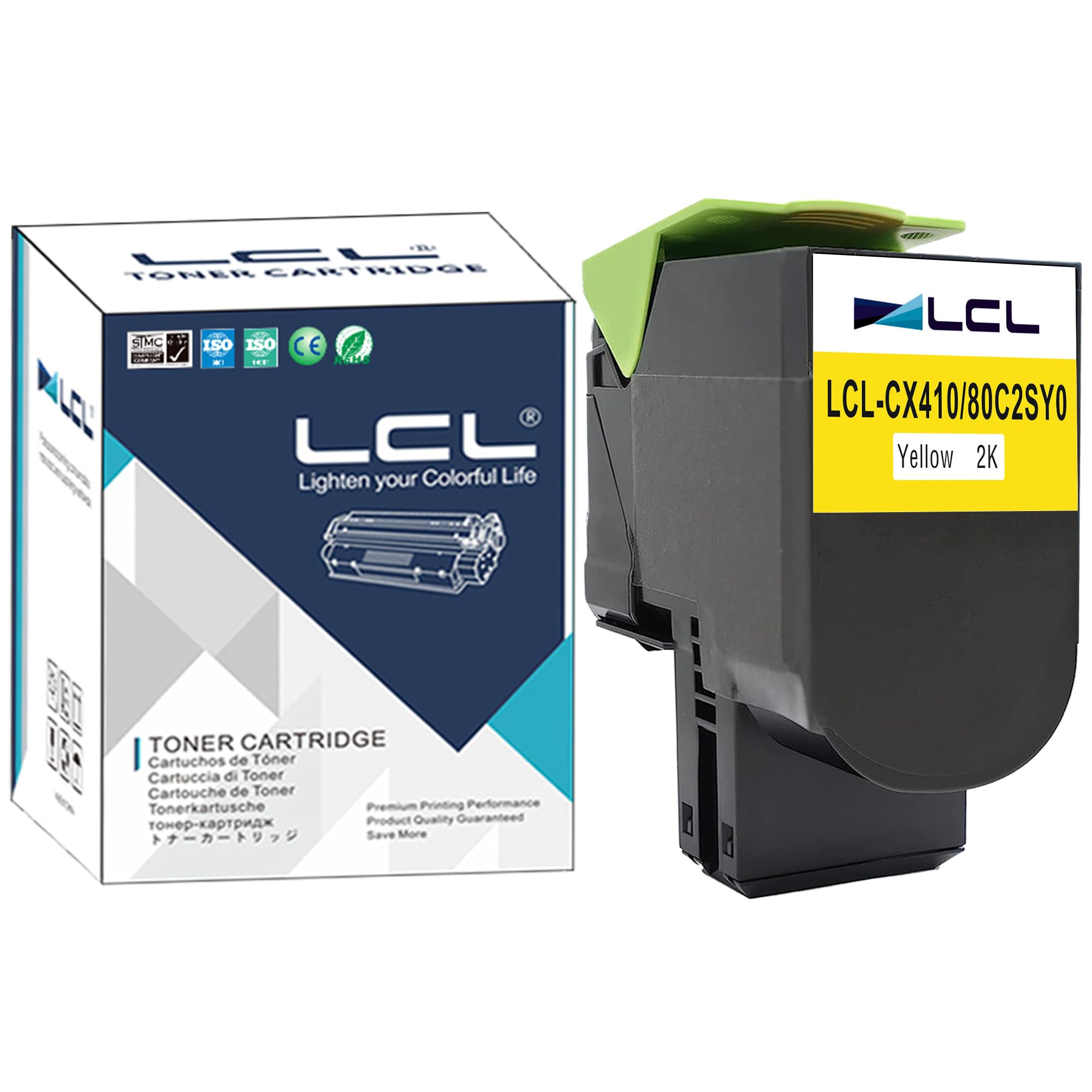 LCL 802SY Yellow Toner Cartridge Replacement for Lexmark 800S4 80C2SY0 80C20Y0 80C2SYE 802Y for Lexmark CX310 CX310N CX310DN CX410 CX410E CX410DE CX410DTE CX510 CX510DE CX510DHE CX51010DTHE (1 Pack)