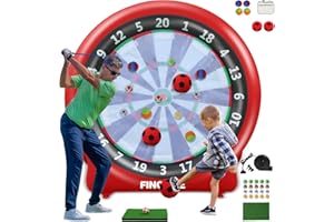 Inflatable 6ft Giant Dartboard, FINCOME Kick Darts Golf Dart, Soccer & Throw Darts Game with Pump, 2 Kickball, 4 Throw Balls,