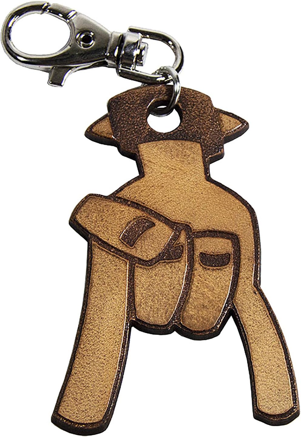 Lucky Keyring, Horns Lucky Charm, Genuine Leather Vegetable-Tanned, Laser engraved and finished by hand