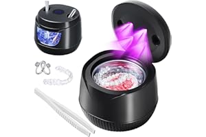 Ultrasonic Retainer Cleaner Machine - Upgraded 45kHz Ultrasonic Dental Cleaner for Dentures, Aligner, Mouth Guard, Whitening 