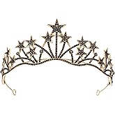 Star Costume Crown, Celestial Moon Goddess Tiara - Vofler Halloween Star Goddess Sun Stellar Planet Black Halo Tiara Headband Headpiece for Women Lady Girl Bride Princess Birthday Pageant Prom Party