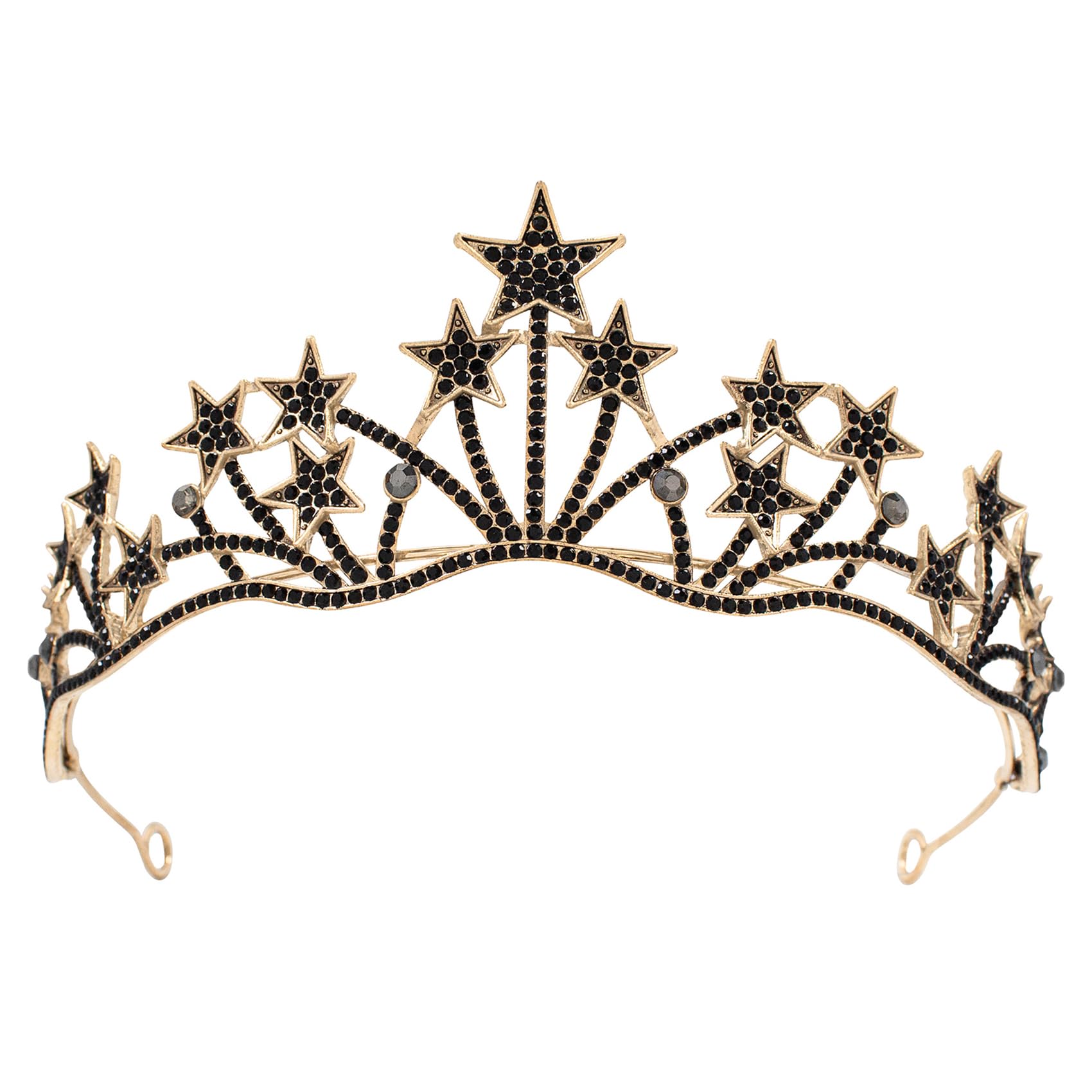 Star Headband Crown, Vofler Black Tiara Headband Headpiece Crystal Rhinestone Hair Jewelry for Women Ladies Girls Bride Princess Birthday Wedding Pageant Prom Homecoming Halloween Costume Party