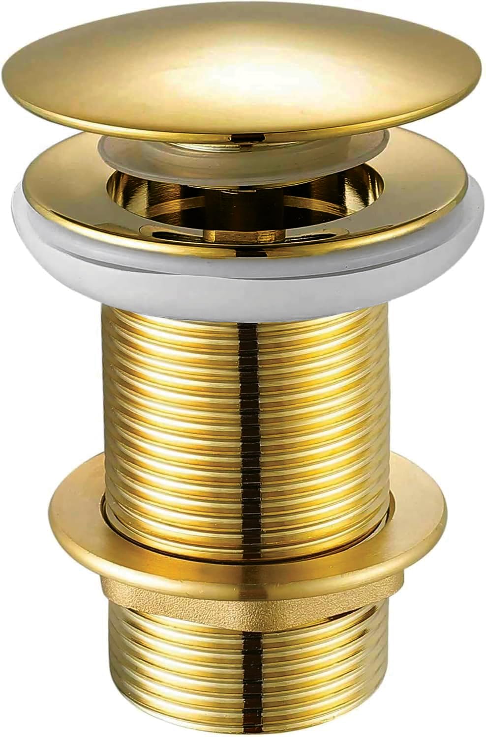 Xcel Home Gold Unslotted Basin Waste, Mushroom Dome, Pop Up, Brass, Polished, Replacement Bathroom Sink Plug