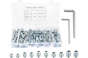 FULUSHOUXI Threaded Inserts for Wood, 100pcs Wood Threaded Inserts Nuts, Hex Drive Threaded Wood Inserts, Screw in Insert Nut Kit for Wood Furniture, 1/4"-20 * 10mm/15mm/20mm, 5/16"-18 * 15mm/20mm