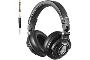 talomen Ti660X Over Ear Studio Headphones, Wired Headsets for Professional Recording, Podcasting, Monitoring, Mixing, Closed-Back, Soft Replaceable Earmuffs, Dual Detachable Cables (50 Ohm, Black)