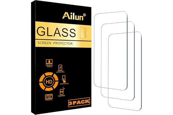 Ailun Screen Protector for iPhone 16 / iPhone 15 / iPhone 15 Pro [6.1 Inch] Display 3 Pack Tempered Glass, Sensor Protection,