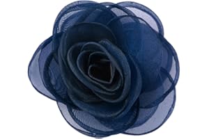 MERDIA Rose Flower Hair Clips, Brooches, and Pins with Blue Accent | Versatile Floral Accessories for Women