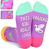 HAPPYPOP Dragon Gifts for Girl - Silly Animal Socks for Kids 4-18, Dragon Socks for Teens