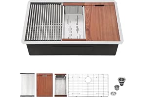 30 Undermount Kitchen Sink - Mocoloo 30x19 Inch Stainless Steel Kitchen Sink Workstation 16 Gauge Single Bowl Handmade Basin, 10 Inch Deep