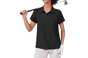 PINSPARK Women's Golf Shirt UPF 50+ Polo Shirts Short Sleeve Tennis Tops Collared with 3 Button Athletic T Shirt