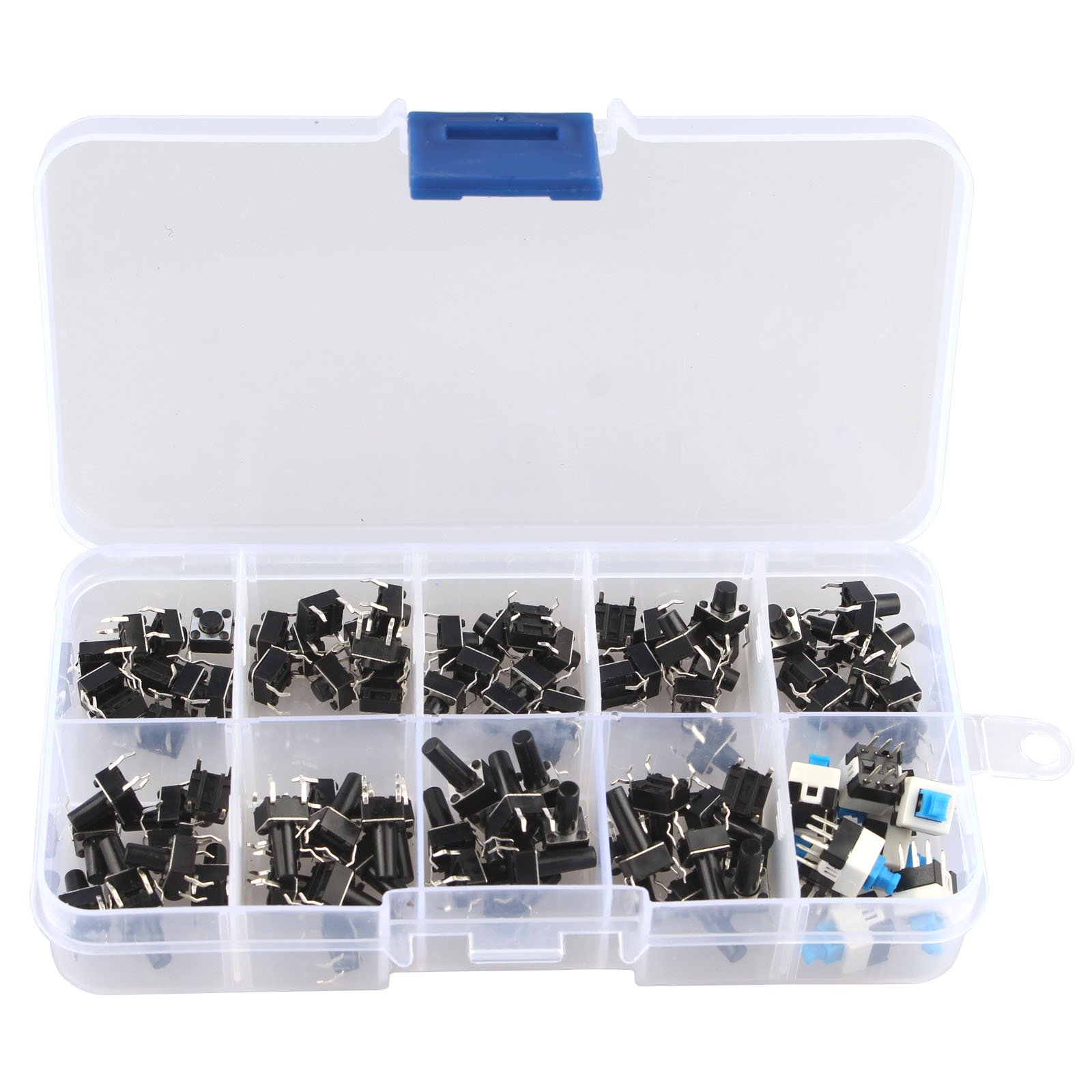 HALJIA 10Values 100PCS Tactile Push Button Switch Micro Momentary Tact Assortment Kit (100PCS)