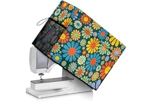 Mumeson Abstract Hippie Flower Dust Cover Sewing Machine Cover with Front Pocket and Side Pocket Universal Fit Sewing Machine Accessories