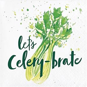 Elise PC332676 Garden Humour Paper Party Beverage Napkins Celery-brate (24 Pack, Multi Coloured)